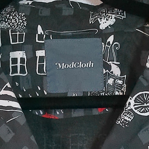 LKNW ModCloth Whimsical Goth Puff Skirt Dress Button Down, Waist Tie Lining SzXL - Picture 2 of 13